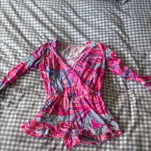 Lilly Pulitzer Pink and Blue Patterned Romper